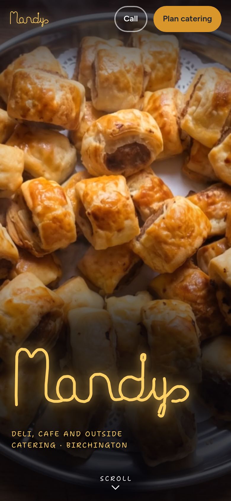Mandy’s Deli’s website on a phone, captured 29 October 2026