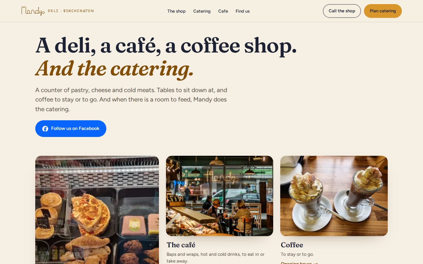 Mandy’s Deli’s website, further down the page